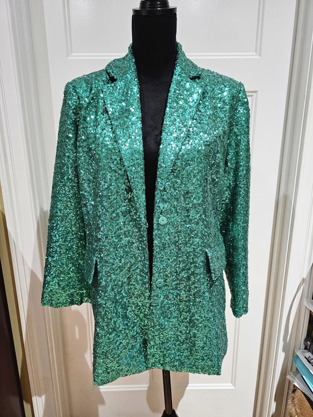 Peach Love California Emerald Sequin Blazer, NWT